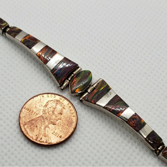 Mexico Sterling Silver Handcrafted Brown Opal Bracelet - Picture 3 of 13